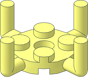Plate  2 x  2 Round with Hole and 4 Vertical Bars