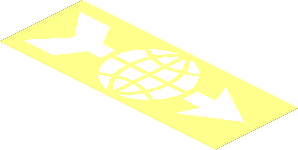 Sticker  1.6 x  4.2 with White Globe and Arrow on Transparent Background