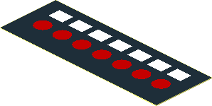 Sticker  1.0 x  2.8 with Seven Red Circles and Seven White Squares on Black Background