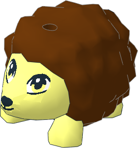 Animal Hedgehog with Black Eyes and Nose and Reddish Brown Spines Pattern