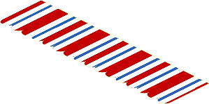 Sticker  2.6 x 10 with White/Red/Blue Stripes