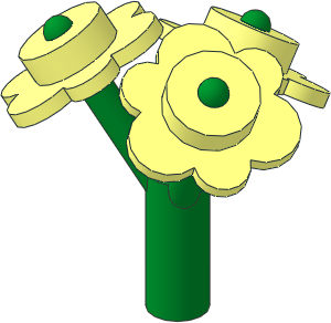 Plant Flower Stem with Bar Green with  3 Flowers