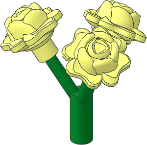 Plant Flower Stem with Bar Green with  3 Roses