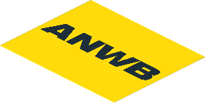 Sticker  2.4 x  3 with Black "ANWB" on Yellow Background