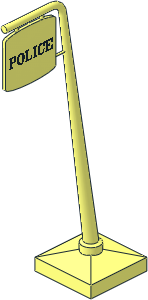 Signpost Slanted Cantilever with Suspended Sign with "POLICE" Pattern