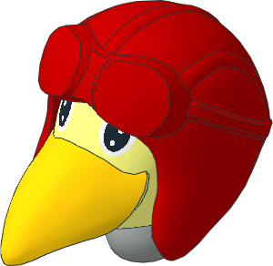 Figure Fabuland Bird Head  1 with Neck and Aviator Helmet Red