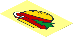 Sticker  2.3 x  3.9 with Hamburger