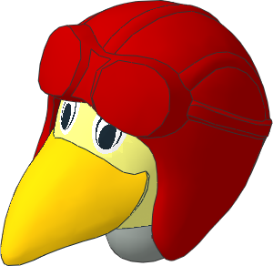 Figure Fabuland Bird Head  3 with Neck and Aviator Helmet Red