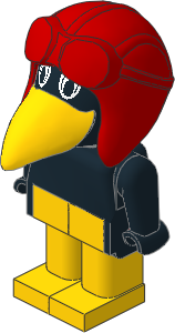 _Figure Fabuland Bird  3 Body Black/Black/Yellow Aviator Helmet