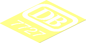 Sticker  2.4 x  2 with White German Railways Logo and "7727"