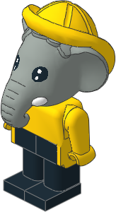 _Figure Fabuland Elephant  1 w Body Yellw/Yellw/Blk Sou'wester