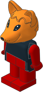 _Figure Fabuland Fox  1 with Body Black/Red/Red