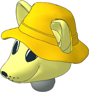 Figure Fabuland Fox Head  2 with Neck and Yellow Straw Hat