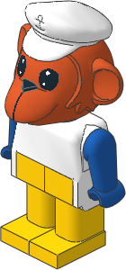 _Figure Fabuland Monkey  1 with Body White/Blue/Yellow with Cap