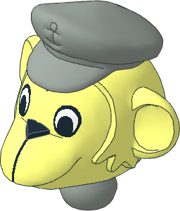 Figure Fabuland Monkey Head  2 with Neck and Captain's Cap Grey