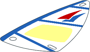 Sail  6 x 12 Triangular with Blue and Red Triangles and Blue Lines Pattern