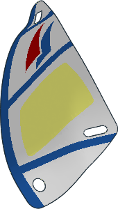 Sail  6 x 12 Triangular with Blue and Red Triangles and Blue Lines Pattern (Formed Shape 1)