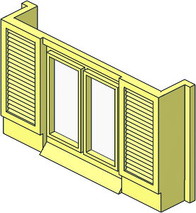 Mursten Window  1 x  6 x  3 with Shutters with Glass