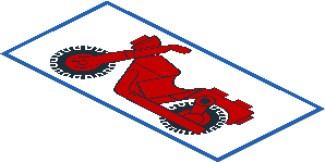 Sticker  3.9 x  7.9 with Red Motorcycle on White Background and Blue Border