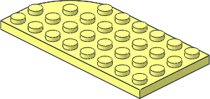 Plate  4 x  8 Curved Left with Square Underside Studholes with Red Edge Pattern