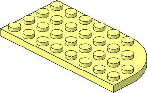 Plate  4 x  8 Curved Right with Square Underside Studholes