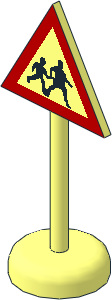 Roadsign Triangular with Round Base with Pedestrians Pattern
