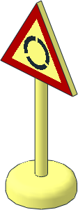 Roadsign Triangular with Round Base with Roundabout Pattern