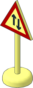 Roadsign Triangular with Round Base with 2-way Traffic Pattern