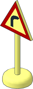 Roadsign Triangular with Round Base with Right Bend Pattern