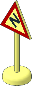 Roadsign Triangular with Round Base with Bends Pattern