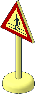 Roadsign Triangular with Round Base with Ped. Crossing Pattern
