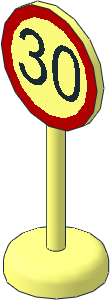 Roadsign Round with Round Base with Speed Limit "30" Pattern