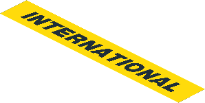 Sticker  1.2 x  8.0 with Black "INTERNATIONAL" on Yellow Background