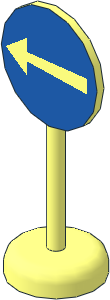 Roadsign Round with Round Base with Turn Left Pattern