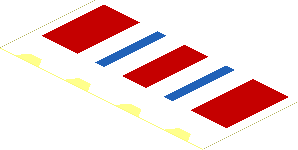 Sticker  1.6 x  3.4 with Stripes Blue and Red on Scalloped Shade