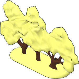 Plant Flat Bush with Solid Base with Brown Trunk Pattern