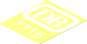 Sticker  2.4 x  2 with White German Railways Logo and "7715"