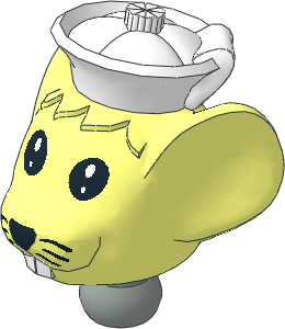 Figure Fabuland Mouse Head  1 with Neck and White Sailor's Cap