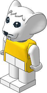 _Figure Fabuland Mouse  3 White w Body Yellow/White/White