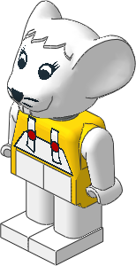 _Figure Fabuland Mouse 4 Wht w Body Yel/Wht/Wht Dress Pattern