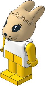 _Figure Fabuland Bunny  2 Tan with Body White/Yellow/Yellow