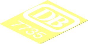 Sticker  2.4 x  2 with White German Railways Logo and "7735"