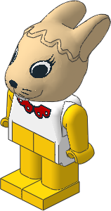 _Figure Fabuland Bunny  3 Tan Body White/Yel./Yel. Red Collar