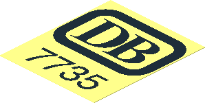 Sticker  2.4 x  2 with Black German Railways Logo and "7735"