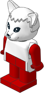 _Figure Fabuland Cat  1 White with Body White/Red/Red