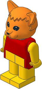 _Figure Fabuland Cat  2 Orange with Body Red/Yellow/Yellow