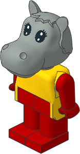 _Figure Fabuland Hippo  1 with Body Yellow/Red/Red