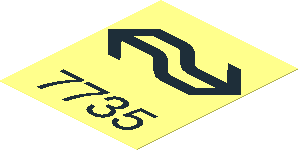 Sticker  2.4 x  2 with Black Netherlands Rail Logo and "7735"