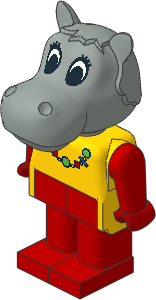 _Figure Fabuland Hippo  2 w Body Yellow/Red/Red Necklace Pat.