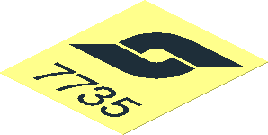 Sticker  2.4 x  2 with Black Austrian Railways Logo and "7735"